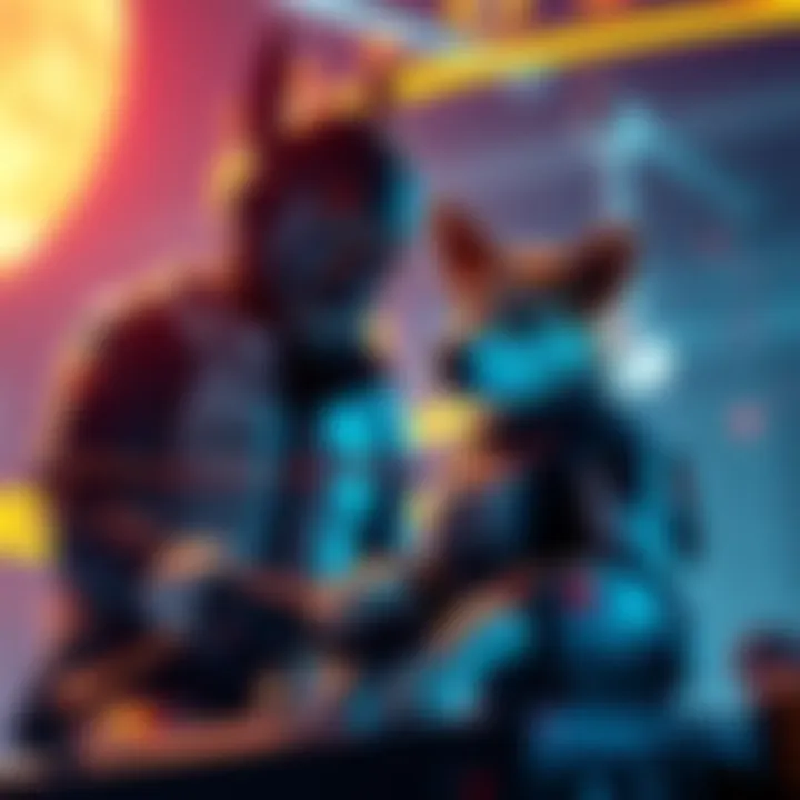 Gendo and a dog named Spacedog collaborating on a project, showcasing their teamwork and innovative spirit.