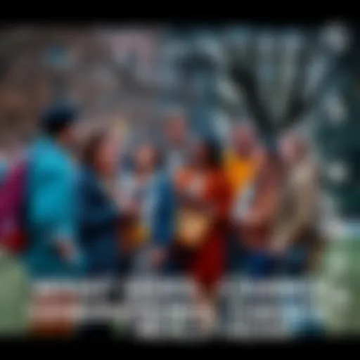 A group of diverse people from different generations interacting and sharing ideas in a park setting, symbolizing the impact of generational change on society.