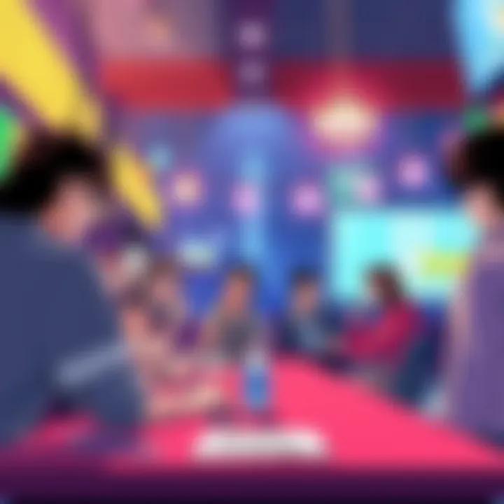 A lively scene from Gensokyo Late-Night showing animated discussions and highlights from the broadcast.