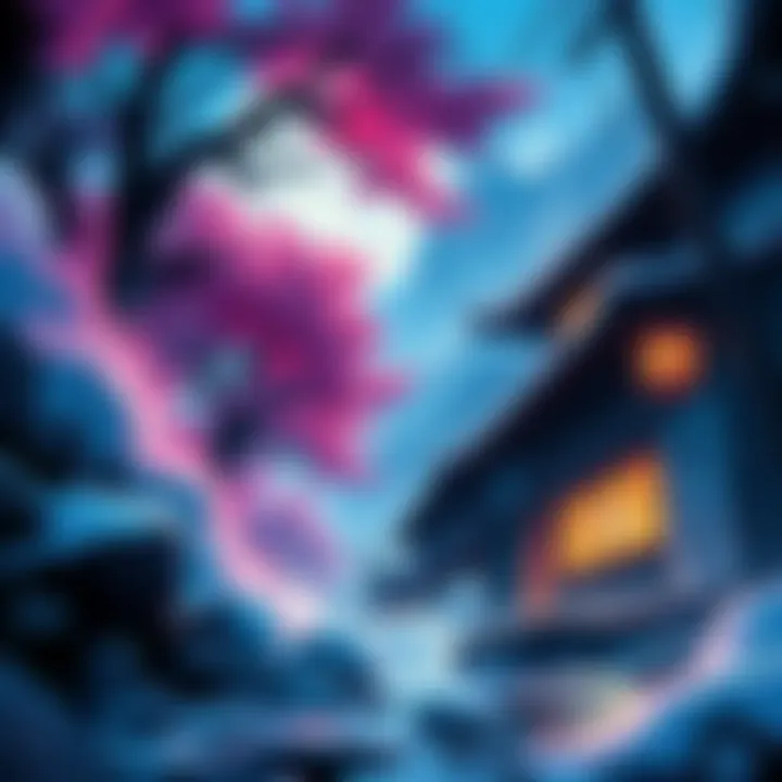 A vibrant hand-painted artwork inspired by Ghibli, showcasing unique bleach painting effects.