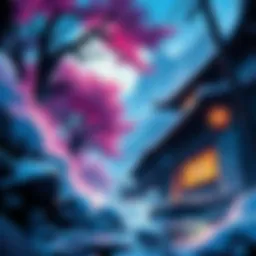 Ghibli Artwork with Bleach Technique A vibrant hand-painted artwork inspired by Ghibli, showcasing unique bleach painting effects.