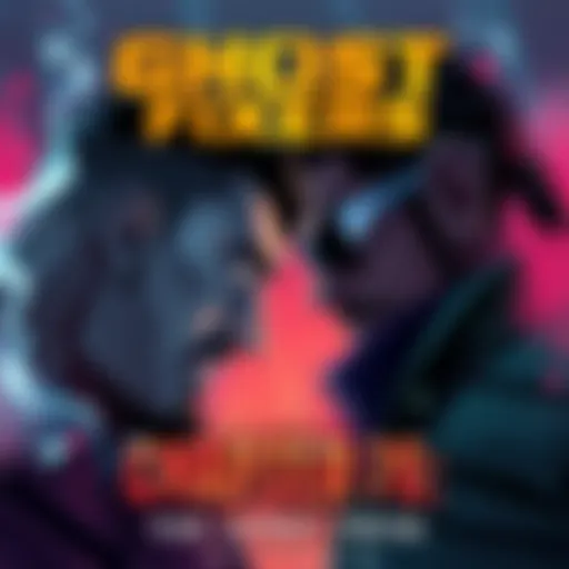 Two characters from Ghost Fixers facing off, showing intense emotions and a dramatic background.