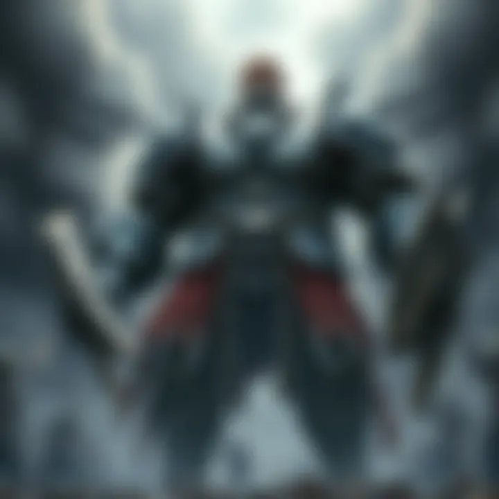 A large giant stands in a fighting pose, lacking armor or distinctive clothing, appearing underwhelming in a battle scene.