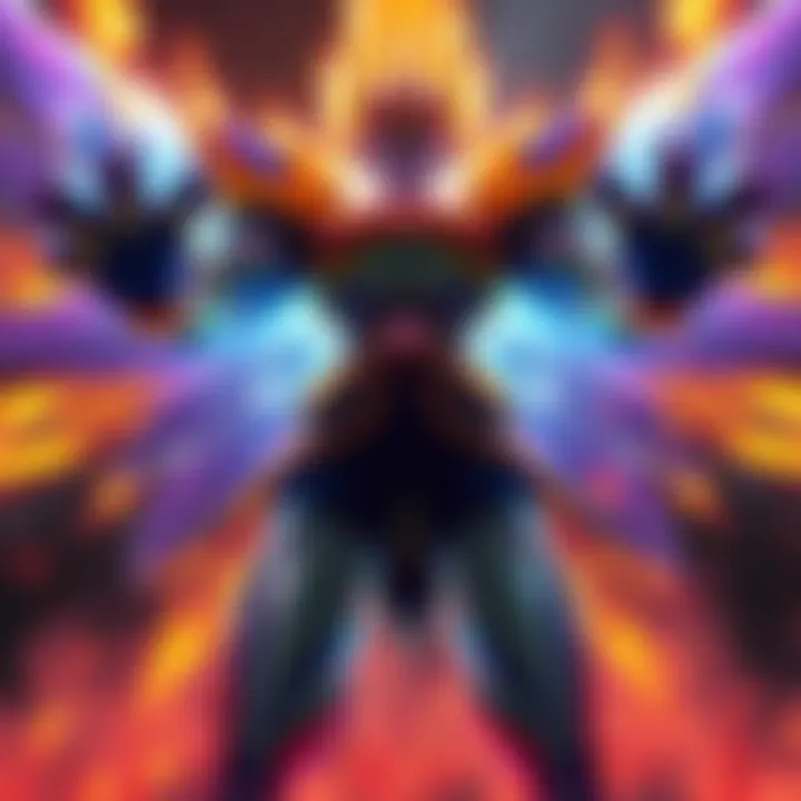A character transforming into a giant form with vibrant energy surrounding them in Dokkan Frontier.
