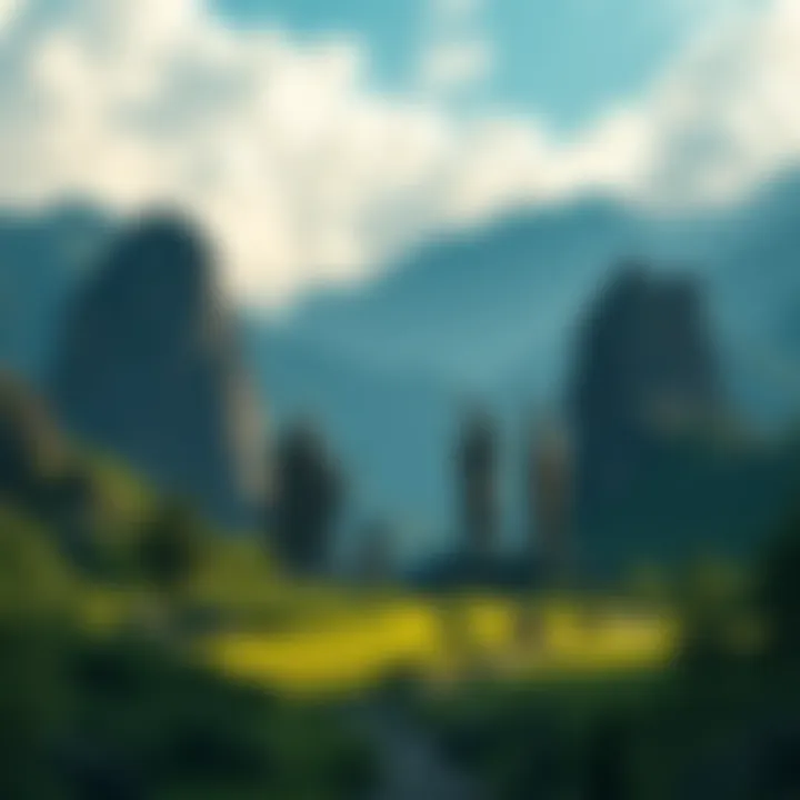 Giants in God Valley A group of giant figures standing tall in a lush valley surrounded by mountains, capturing their grandeur and historic significance.