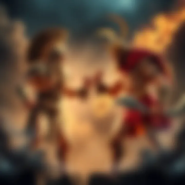 Gilgamesh and Hercules Facing Off Gilgamesh and Hercules stand in a dramatic pose, ready to fight, each showcasing their unique strengths and legendary attributes in a mythical setting.