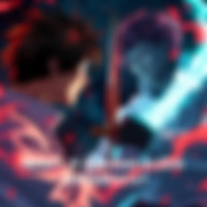 Gin facing Aizen with a serious expression, holding his sword ready to strike, tense atmosphere between them