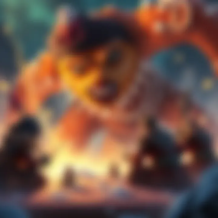 Players discuss strategies while facing a giant gingerbread monster in a tabletop game