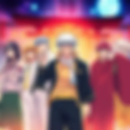 A collection of colorful Gintama artwork featuring main characters celebrating the countdown to the Ginpachi Sensei anime release.