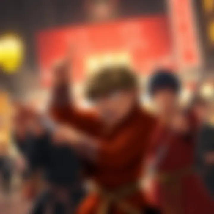 A scene from the new Gintama movie showing characters in a humorous take on Demon Slayer, featuring exaggerated expressions and funny poses.