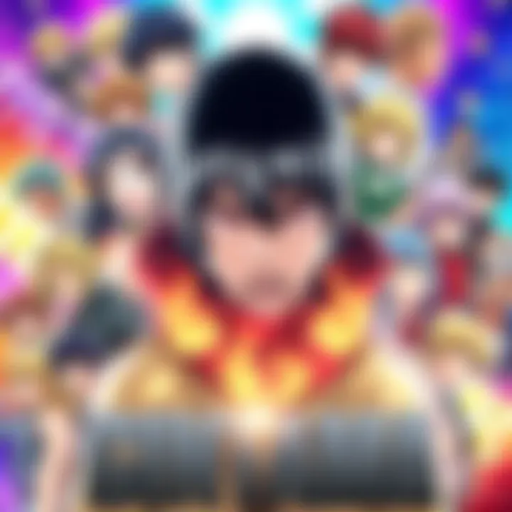 A colorful collage of Gintama characters showcasing comedy and drama scenes from the anime