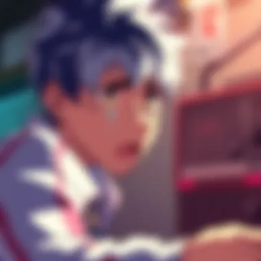 Gintoki with tears in his eyes, expressing frustration before a radio.