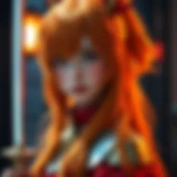 Girl in Orihime Cosplay A girl dressed as Orihime with long orange hair wearing a detailed costume, showcasing her character's signature look.