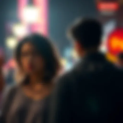 A girl looking conflicted as she stands between a couple showing their love for each other