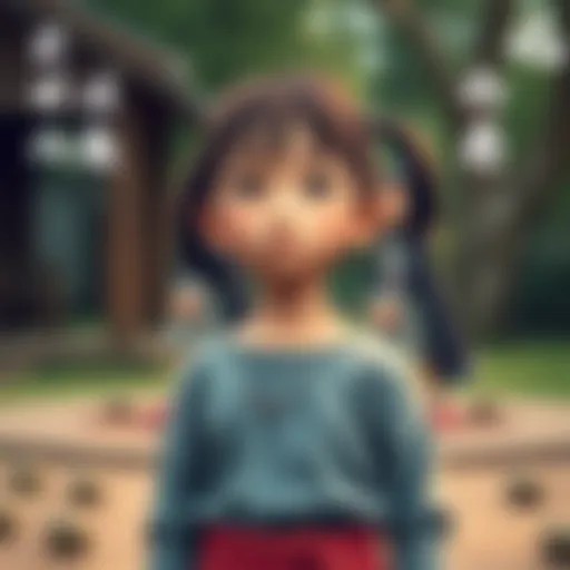 A young girl stands confidently with a determined expression, symbolizing resilience and strength, in a thoughtful outdoor setting.