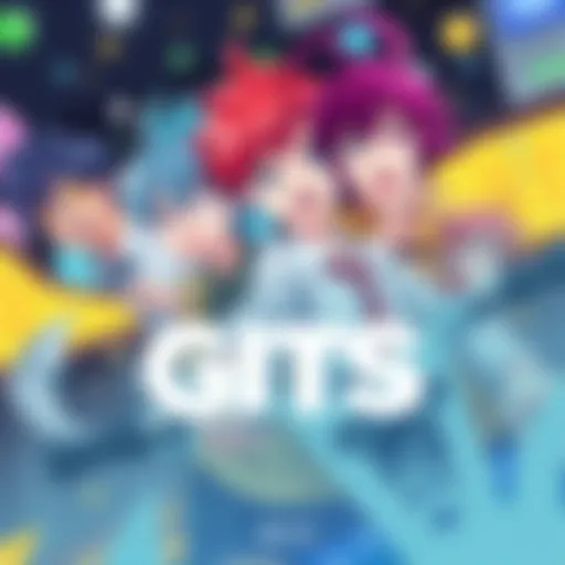GITS Anime Characters Quirky characters from the new GITS anime in a dynamic scene, showcasing their vibrant personalities and style, reminiscent of Cowboy Bebop.
