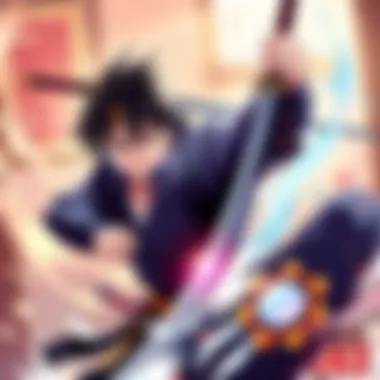 Giyu Tomioka, a handsome anime character with water breathing techniques, poses confidently with a sword, ready for battle.