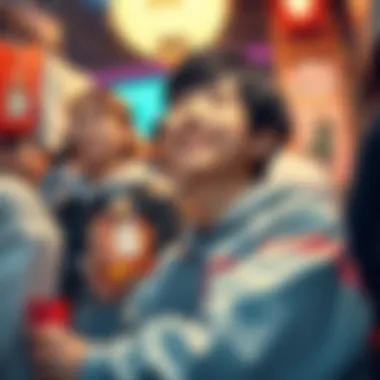 Fan enjoying Giyu Tomioka perfume A fan is smiling while holding a bottle of Giyu Tomioka perfume, surrounded by merchandise of the character.