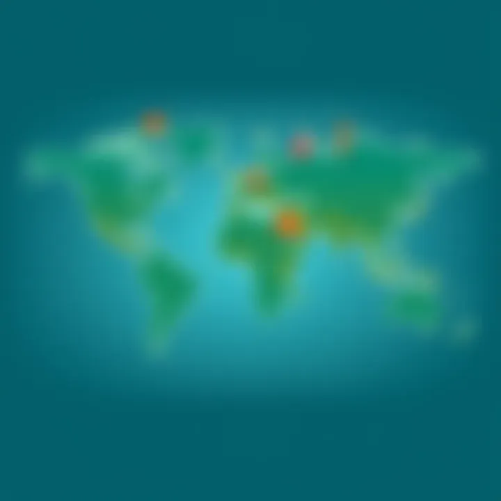 Global Spanish Language Influence A world map highlighting countries where Spanish is spoken, with cultural symbols representing each region.
