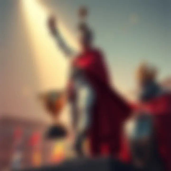 Gloxinya stands victorious with a trophy, while King looks on in admiration