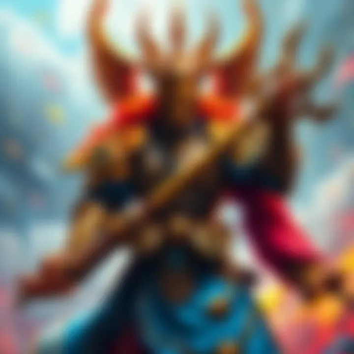 A vibrant depiction of a God Warrior, showcasing impressive armor and weapons, embodying strength and creativity