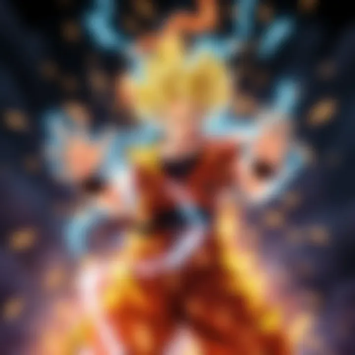 God Goku in action God Goku demonstrating his strength and transformation, surrounded by energy and light