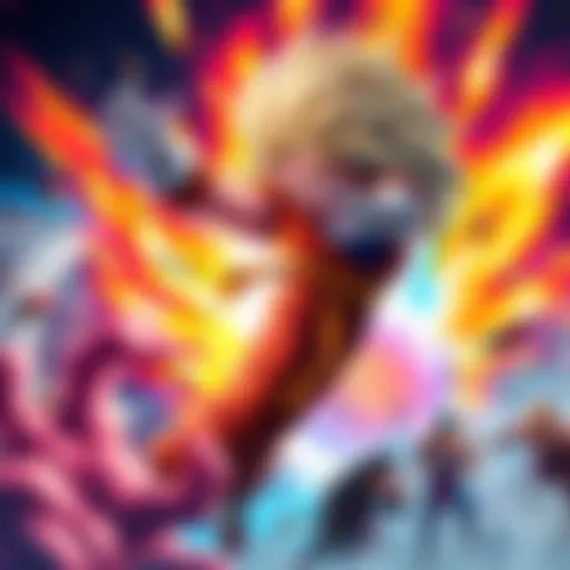 Gogeta unleashing a powerful move in a vibrant battle scene, showcasing his skills and strength.