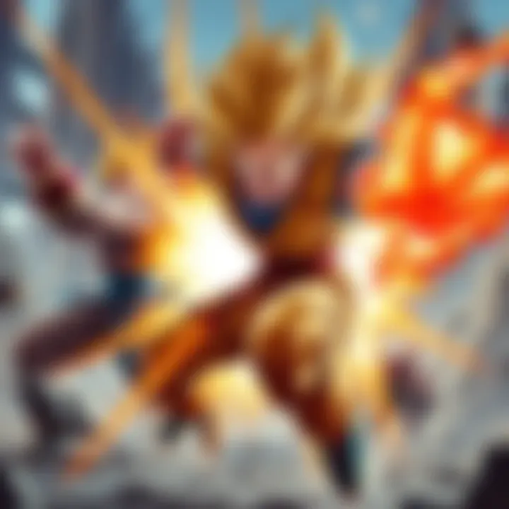 Gogeta showcasing his powerful moves in a dynamic battle scene