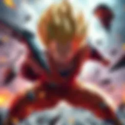 Gogeta showcased in a dynamic gaming battle, highlighting his unique equipment and abilities