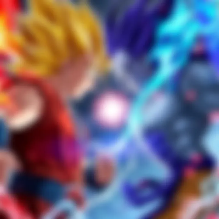 Gogeta and Aizen are in an intense battle, showcasing their powers and fighting skills.