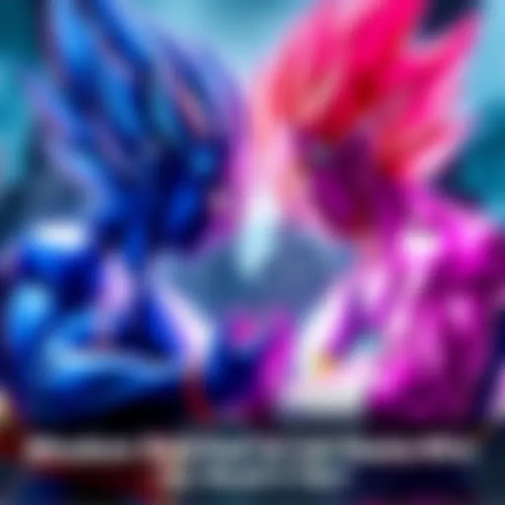 A scene depicting Gogeta preparing to fight against a weakened Beerus, showcasing their contrasting powers in an intense standoff.