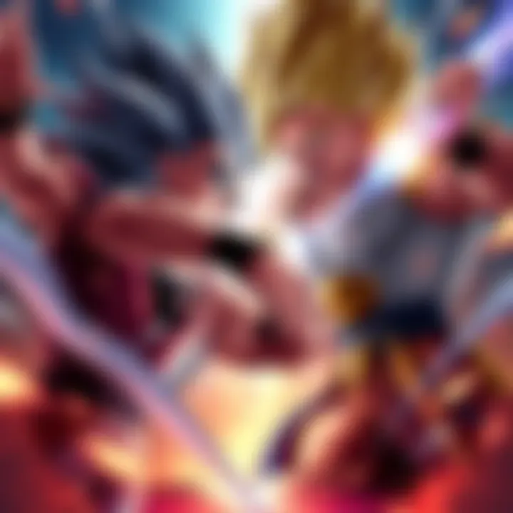 Gogeta and Vegito face off in an epic showdown, showcasing their unique powers and fusion styles.