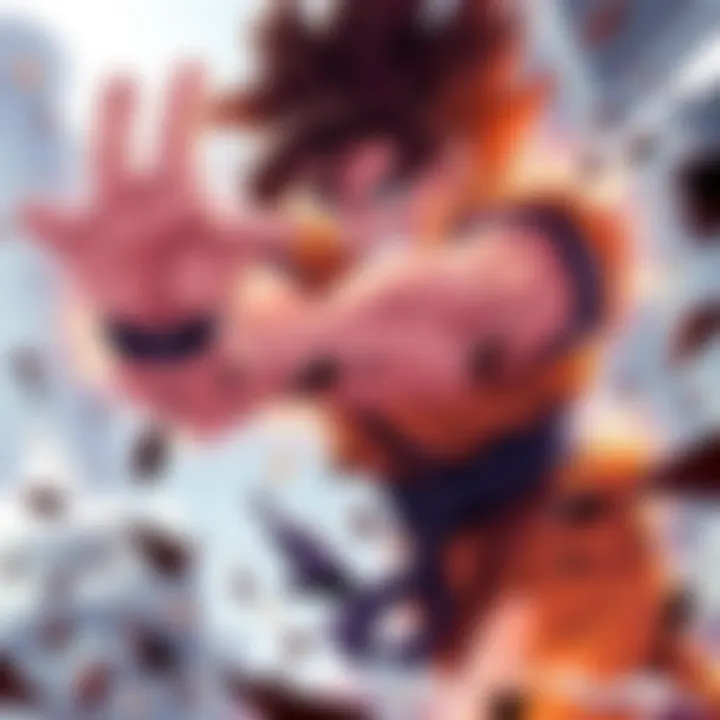 Gohan showcasing his fighting skills in an intense battle scene, highlighting his determination and unique techniques.