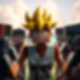A character resembling Gohan from Minecraft, surrounded by confused Minecraft players discussing his age.