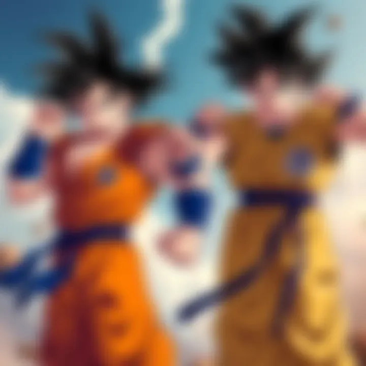 Artwork of Gohan in an orange Gi and Piccolo with a black belt, both in dynamic poses from the Daima series.