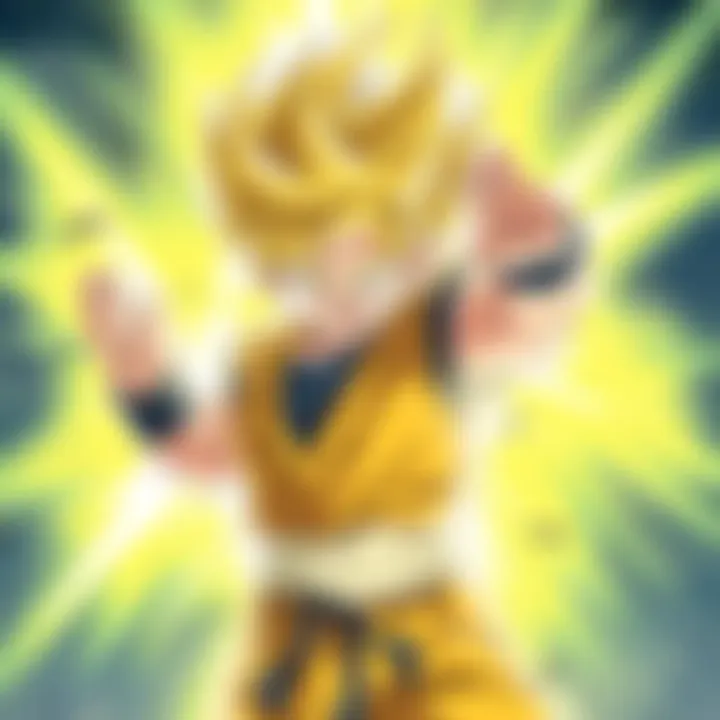 Gohan powering up and transforming into Super Saiyan 2, surrounded by a bright aura.