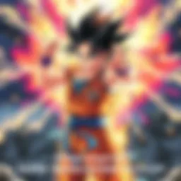 Gohan in Super Transformation Gohan in a new transformation pose, showcasing a powerful energy aura, ready for battle in 'End of Z', with a vibrant background of battle energy.