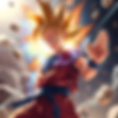 Gohan Transforming Gohan powers up, surrounded by a bright aura, showcasing his Saiyan and human traits during a battle in Dragon Ball Z.