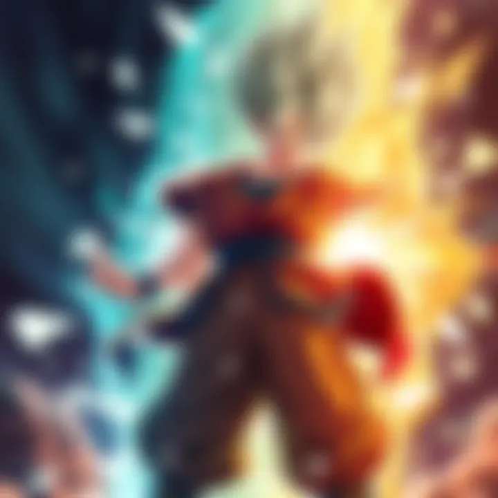 Gohan in his Ultimate transformation showcasing a fierce battle stance, surrounded by energy bursts, symbolizing his new revive ability