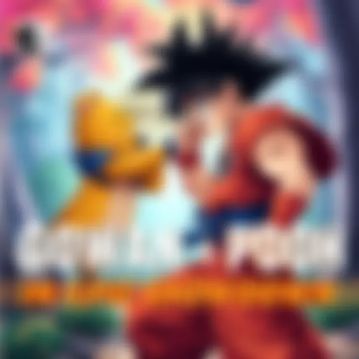Gohan in a fighting stance facing Winnie the Pooh, who appears surprised, in a colorful forest setting