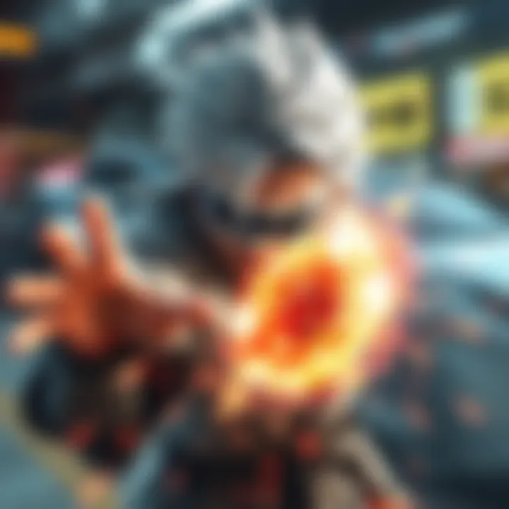 A character with white hair and blindfold demonstrating advanced techniques that create the illusion of teleportation, surrounded by blurred motion effects