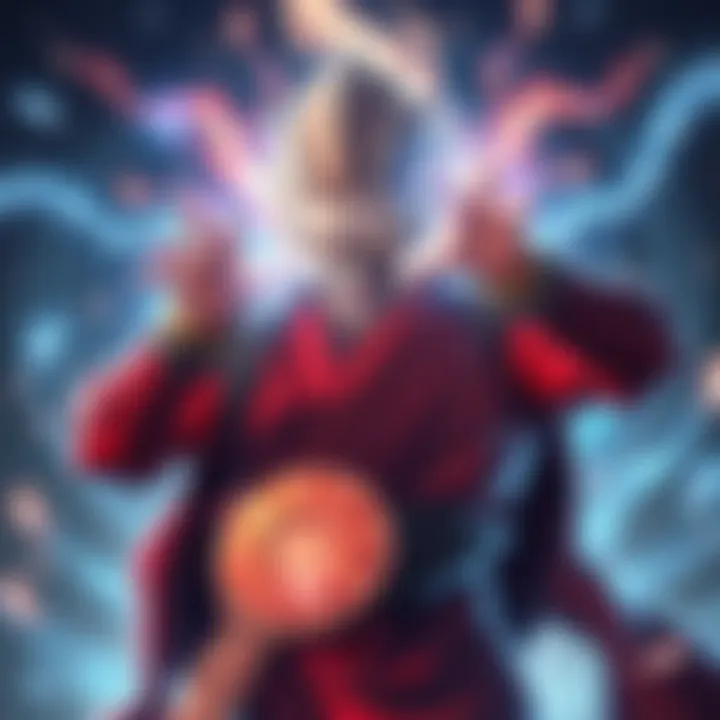 Gojo using his Infinity technique to block a curse speech attack, with an aura of energy surrounding him and a visual representation of curse energy being negated.