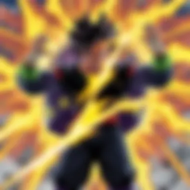 Gojo unleashing power Gojo stands confidently, surrounded by a swirling energy field, demonstrating his Infinity technique in a crossover battle.