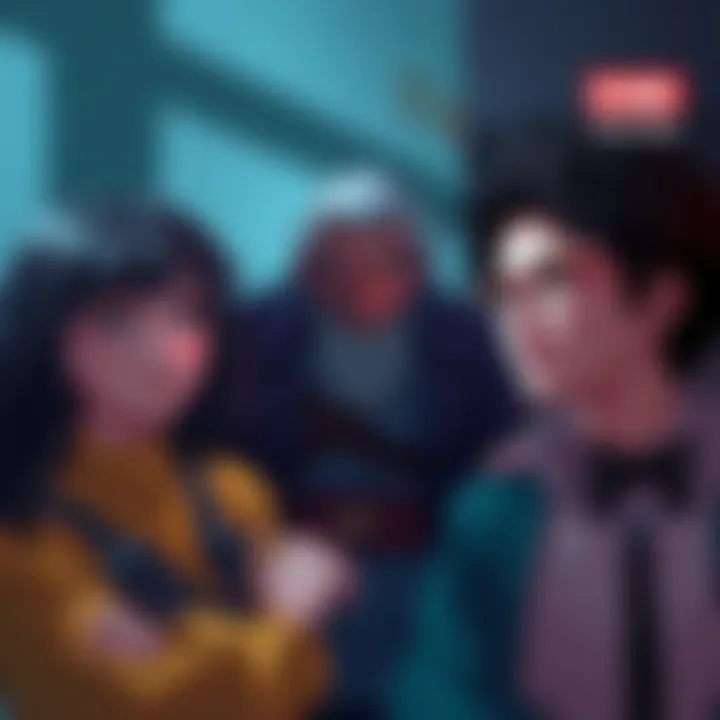 Gojo stands protectively beside his students, showing a blend of care and seriousness as they face a challenging situation.