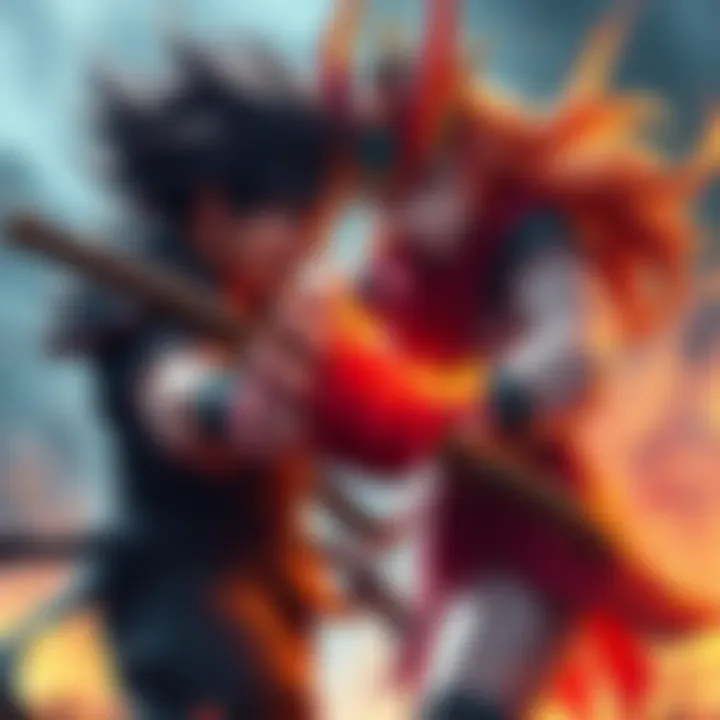 Gojo and Sukuna clash in a dramatic fight, showcasing their unique abilities and fierce expressions.