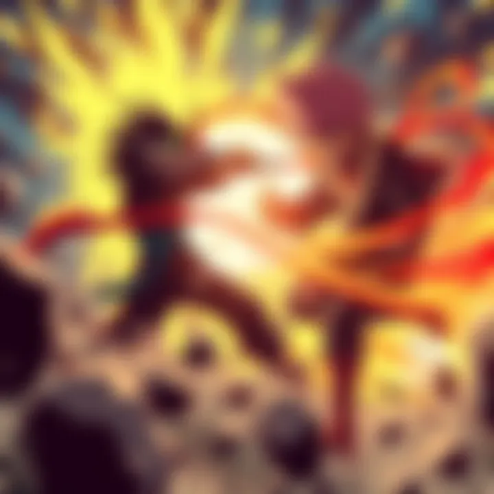 Animated scene of Gojo and Sukuna engaged in a fierce fight, showcasing their intense rivalry.