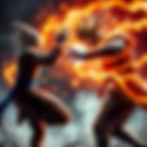 Gojo, Sukuna, and Dabura engage in a fierce sparring match with intense energy around them, showcasing their powerful abilities.