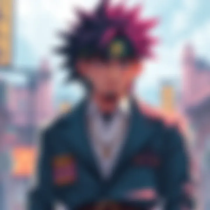 Illustration of Gojo showcasing his distinctive outfit and hairstyle, standing confidently with a charm that captivates fans.