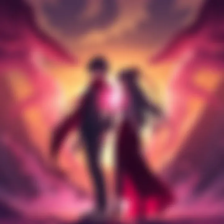 Gojo and Utahime standing together, showing a strong connection with a glowing symbol between them, hinting at their binding vow.
