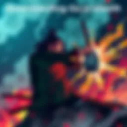 Gojo in a dramatic standoff against Sukuna, showcasing his Limitless technique in action.